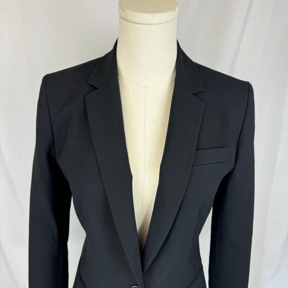 J Crew Italian Wool Blazer Jacket Black Bi Stretch Single Breasted Womens Size 2 - Picture 6 of 16